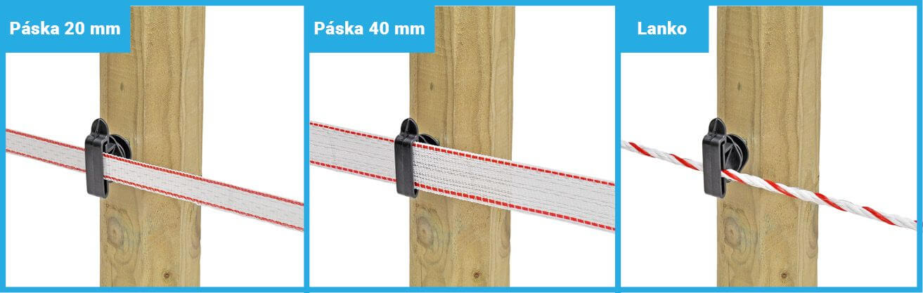 Izolátor pro elektrický ohradník plochý, pro pásku do 40 mm, lanka a lana - 25 ks
