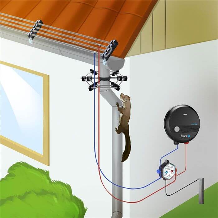 Izolátor pro elektrický ohradník na okap proti škůdcům, 4 očka
