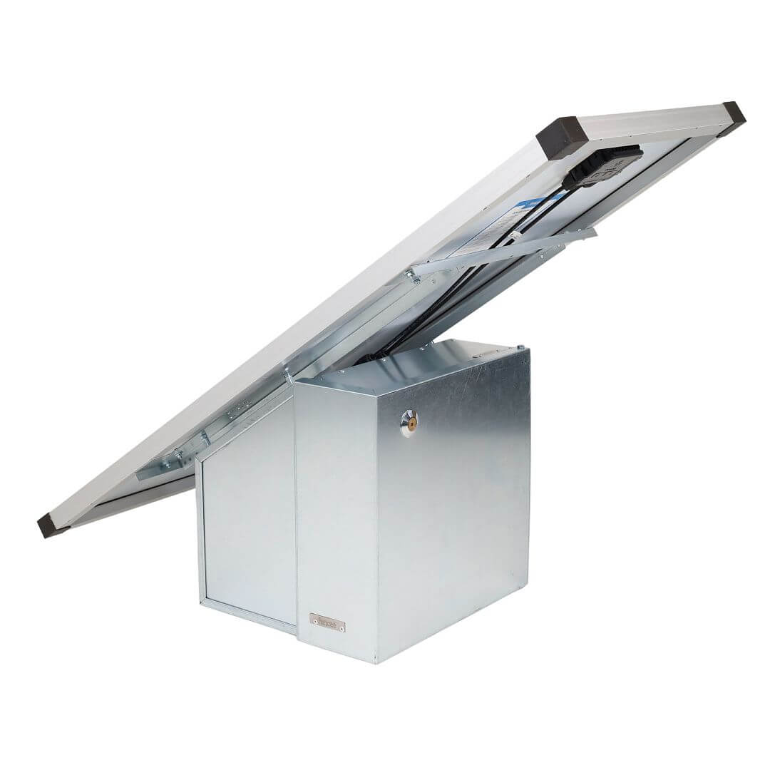 Premium sada solární ohradník - Kompletní bezpečnostní schránka + 5J LTE chytrý zdroj, panel 100 W