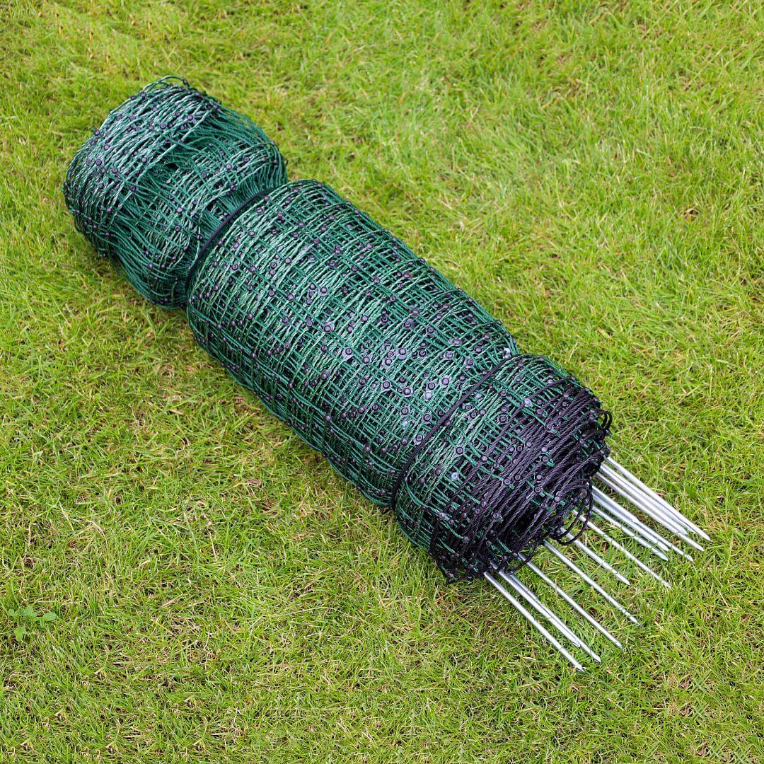 Zelená vodivá síť STANDARD elektrický ohradník pro psy, králíky, kočky, výška 65 cm, 50 m, 1 hrot