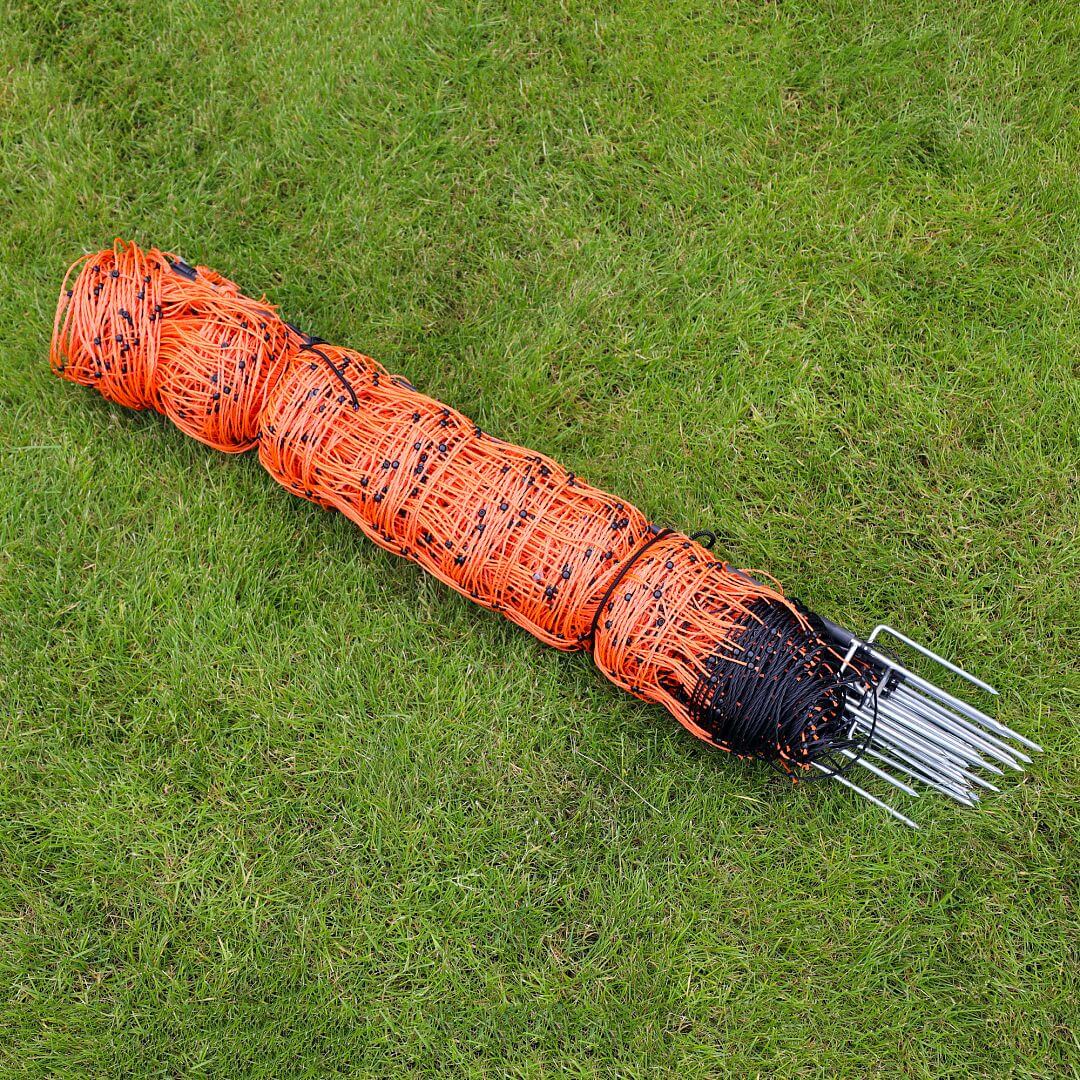 Oranžová vodivá síť STANDARD pro elektrický ohradník pro ovce, kozy, výška 90 cm, 50 m, dvojitý hrot