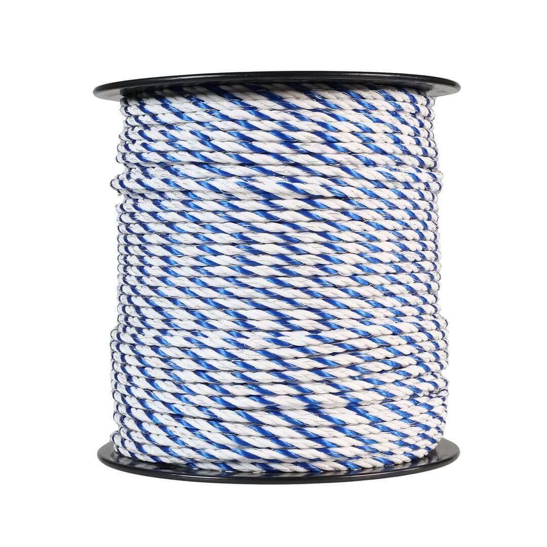 Lano pro elektrický ohradník, průměr 5 mm, modro-bílé, 200 m, 0,16 Ω/m