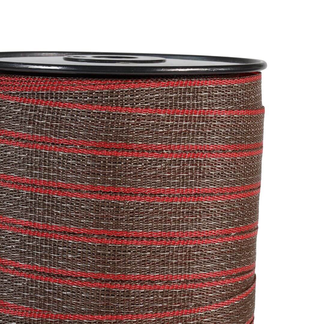 Páska pro elektrický ohradník, šířka 20 mm, hnědo-červená, délka 200 m