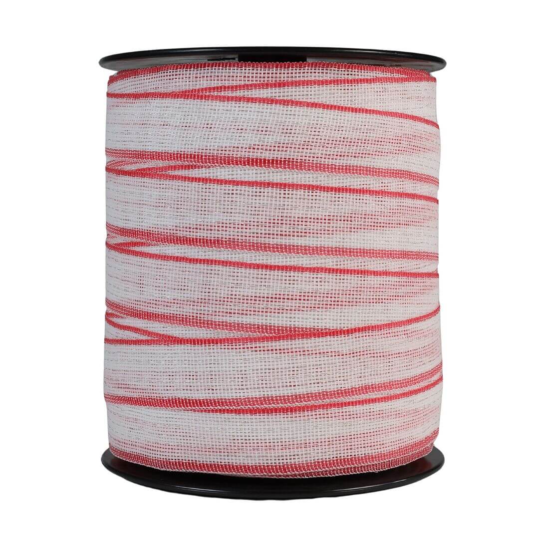 Páska pro elektrický ohradník, šířka 40 mm, bílo-červená, 200 m, 0,2 Ω/m