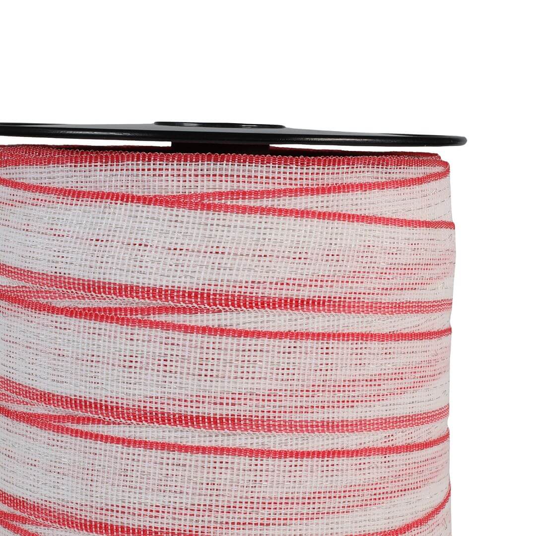Páska pro elektrický ohradník, šířka 40 mm, bílo-červená, 200 m, 0,2 Ω/m