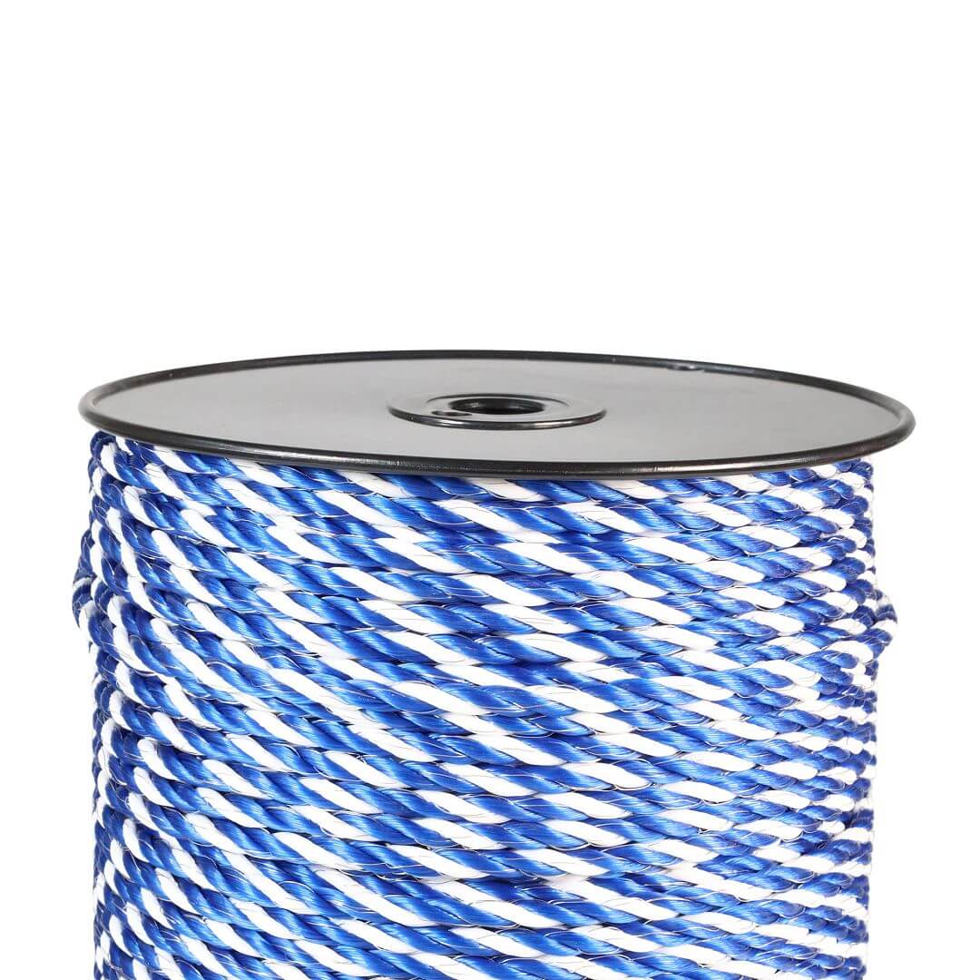 Lano pro elektrický ohradník, průměr 6 mm, modro-bílé, 200 m, 0,4 Ω/m