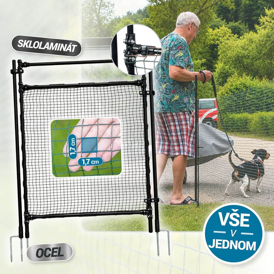 Mobilní oplocení pro psa, drůbež, branka a nevodivá síť FIX s výškou 90 cm