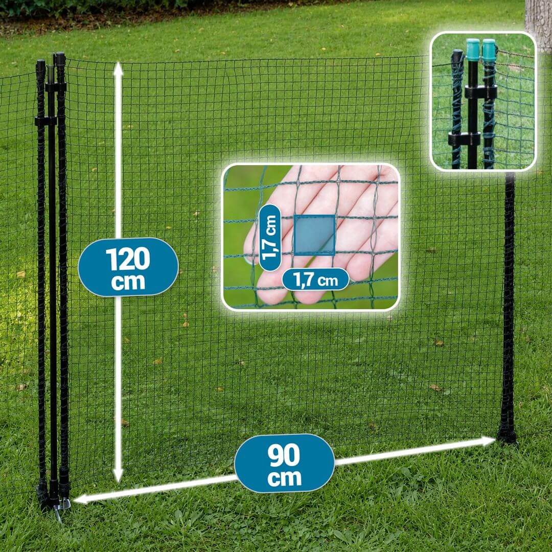 Branka pro mobilní ohradníkové sítě, výška 120 cm, šířka 90 cm, 2 hroty, nevodivá