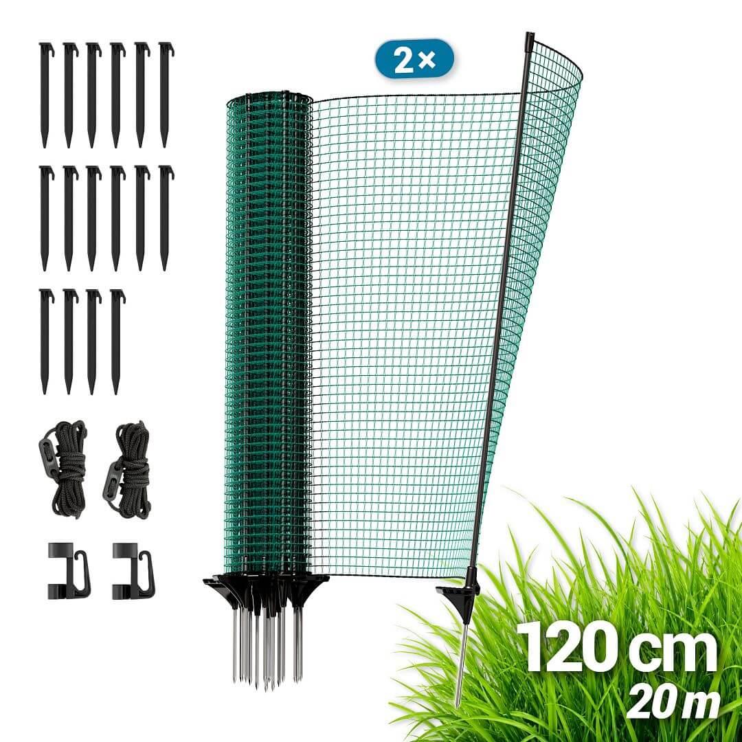 Mobilní oplocení pro psy, slepice a drůbež, branka a nevodivé sítě FIX s výškou 120 cm