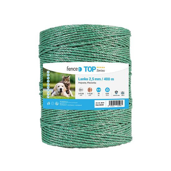 Lanko pro elektrický ohradník, průměr 2,5 mm, zelené, délka 400 m