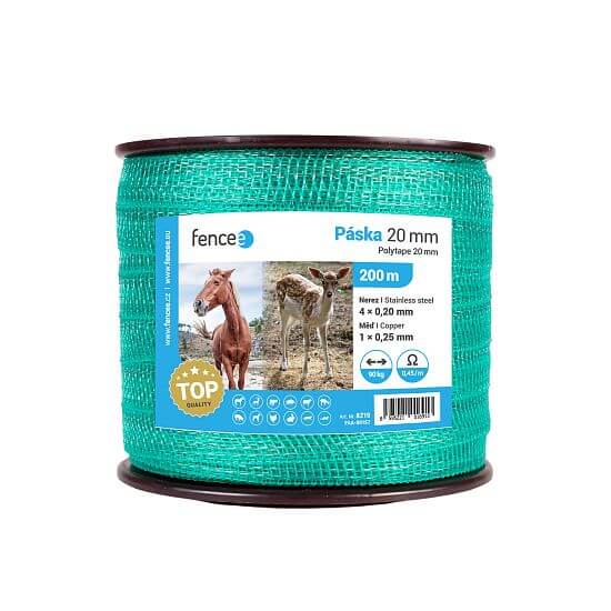 Páska pro elektrický ohradník, šířka 20 mm, zelená, délka 200 m