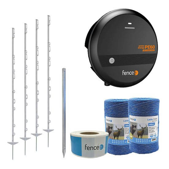 Sada elektrického ohradníku ochrana proti černé, lesní zvěři –  zdroj s vysokým napětím, 2×  lanko