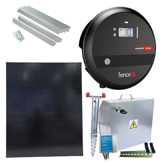 Premium sada solární ohradník - Kompletní bezpečnostní schránka + 10J zdroj, panel 200 W