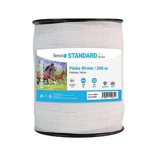 Páska pro elektrický ohradník, šířka 40 mm, bílá, délka 200 m