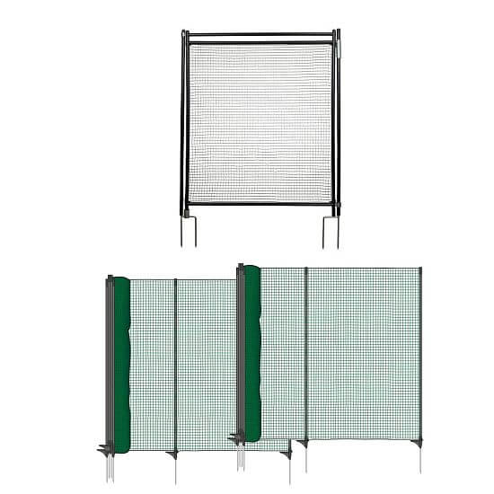 Sada dvou nevodivých ohradníkových sítí 90 cm s brankou pro psy, kočky, králíky a drůbež