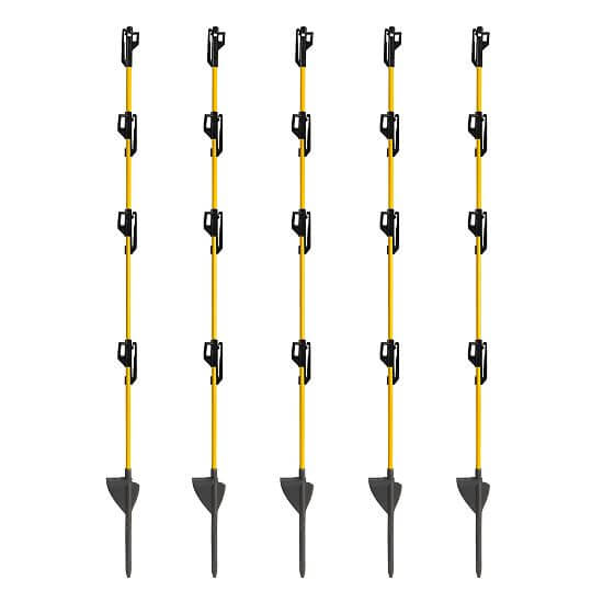 Sklolaminátový oválný sloupek pro elektrický ohradník 110 cm, nášlap a hrot, 4 izolátory - 10 ks