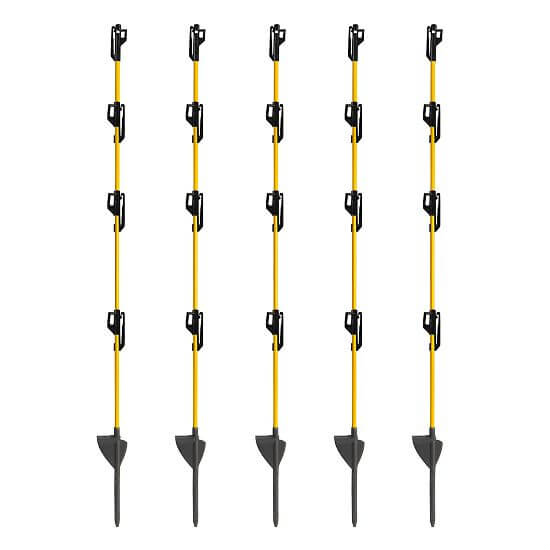 Sklolaminátový oválný sloupek pro elektrický ohradník 110 cm, nášlap a hrot, 4 izolátory - 50 ks