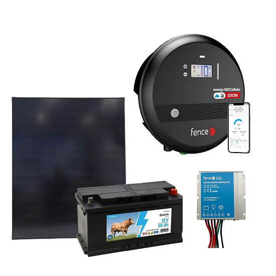 Sada solární elektrický LTE ohradník s výkonem 8 J, solární panel 200 W, regulátor a 12V baterie 95 Ah