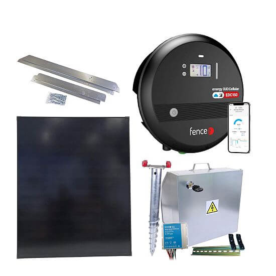 Premium sada solární ohradník - Kompletní bezpečnostní schránka + 15 J LTE chytrý zdroj, panel 200 W