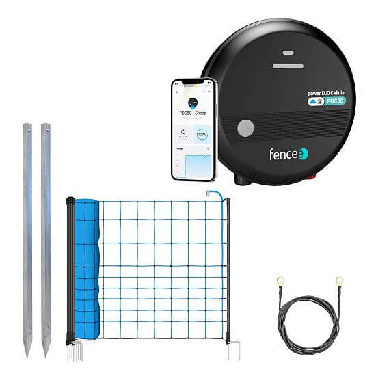 Sada pro elektrický ohradník s modrou sítí 120 cm proti vlkům + DUO zdroj LTE s výkonem 5 J