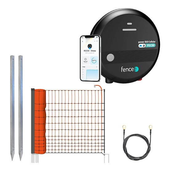 Sada pro elektrický ohradník se sítí pro ovce a kozy – LTE zdroj DUO PDC50 – síť 50m