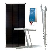 Basic sada solární ohradník - Držák zemní vrut, regulátor 15 A, konzole a panel 200 W 